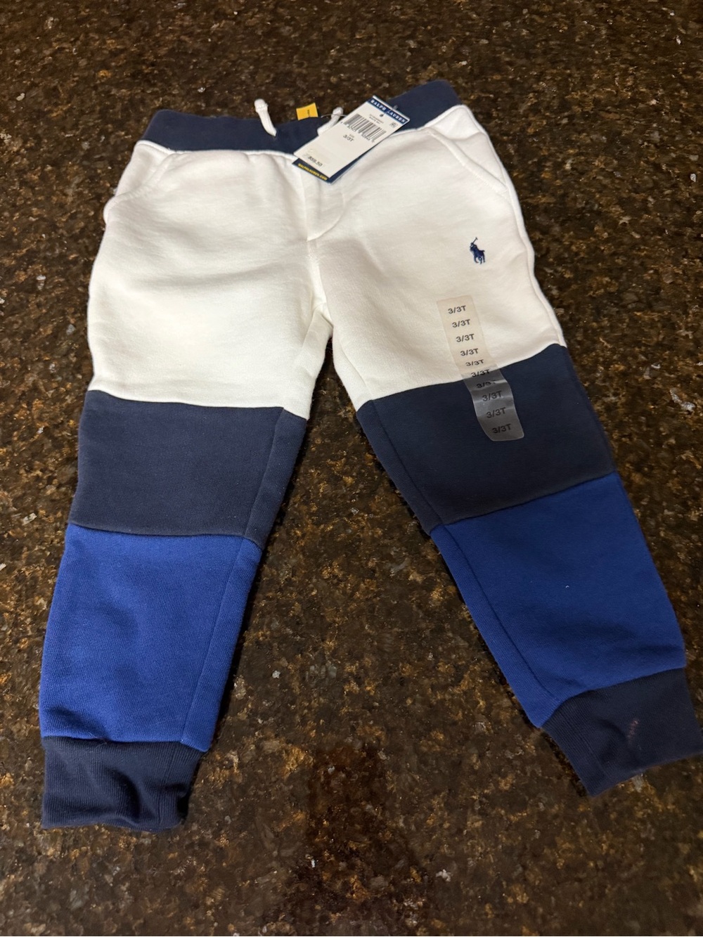 Ralph Lauren Kids White, Navy & Royal Blue Block Joggers